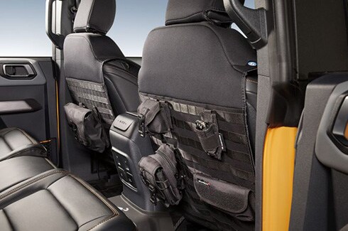 Discover Ford Bronco Accessories in PR, Seat Covers - Neoprene By Coverking, With Molle Straps, Front, Black, For 4-Door